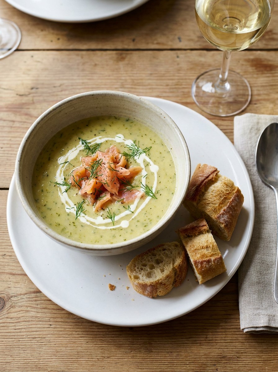 Courgettesoep met zalm